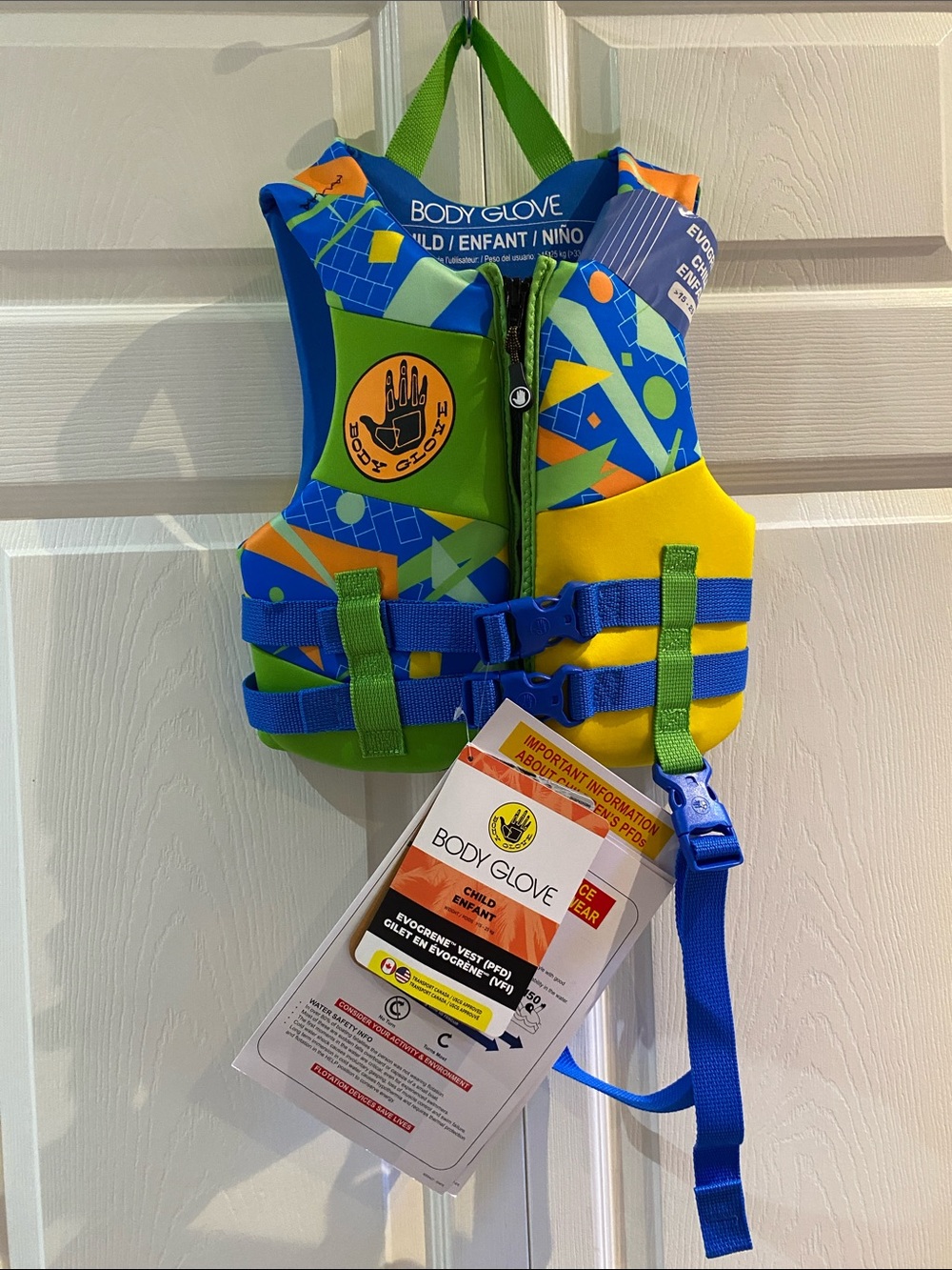 Body Glove Kids Blue & Green PFD Life Jacket Floater Vest Evogrene 33-55 lbs